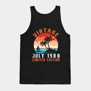 Vintage July 1980 Ltd Edition Happy Birthday Daddy Mom Uncle Brother Husband Cousin Son 40 Years Old Tank Top